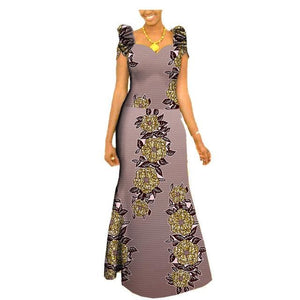 Autumn african clothing long maxi dresses for women short sleeve ankara fabric dashi print dress plus size outfit A722583