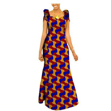 Load image into Gallery viewer, Autumn african clothing long maxi dresses for women short sleeve ankara fabric dashi print dress plus size outfit A722583