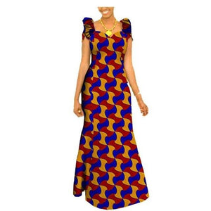 Autumn african clothing long maxi dresses for women short sleeve ankara fabric dashi print dress plus size outfit A722583