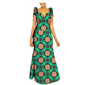 Autumn african clothing long maxi dresses for women short sleeve ankara fabric dashi print dress plus size outfit A722583