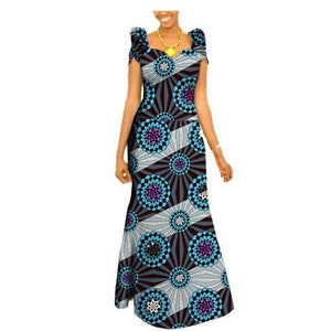 Autumn african clothing long maxi dresses for women short sleeve ankara fabric dashi print dress plus size outfit A722583