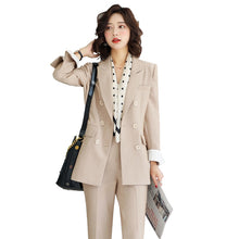 Load image into Gallery viewer, Large size S-4XL high quality autumn and winter women&#39;s professional wear Temperament full sleeve blazer Slim trousers suit set