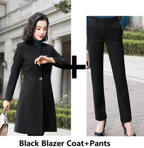 Fashion Uniform Styles Professional Business Suits for Women Office Work Wear Blazers Set Pantsuits Autumn Winter Outfits Set