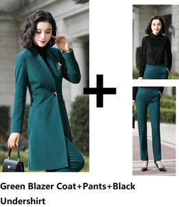 Fashion Uniform Styles Professional Business Suits for Women Office Work Wear Blazers Set Pantsuits Autumn Winter Outfits Set