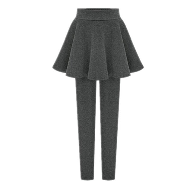 Autumn Winter Warm Leggings With Skirt Women Plus Velvet Thick Pleated Skirt Pants Large Size 5xl 6xl Cashmere Pantskirt Ladies