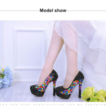 Load image into Gallery viewer, Luxury Black small crystal Wedding shoes 2017 New women shoes party shoes Bridal platform shoes big Multicolor women high heels