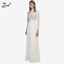 Load image into Gallery viewer, ZAWFL 2019 Hot sale women elegant white lace Long dress  spring hollow out high quality Long sleeve plus size party dress