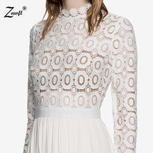 Load image into Gallery viewer, ZAWFL 2019 Hot sale women elegant white lace Long dress  spring hollow out high quality Long sleeve plus size party dress