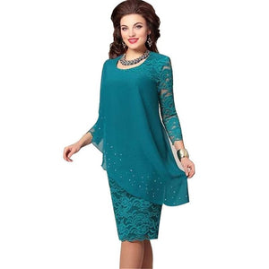 Big Size Women Party Dress Solid Elegant Lady Embroidered Shining Ab Crystal Women Dresses Female Lace Party Vestidos Plus Size