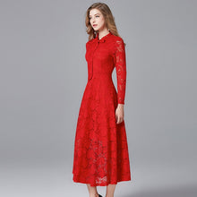 Load image into Gallery viewer, TAOYIZHUAI 2019 New Arrival Autumn Sweet Style Plus Size L Red Bow Dress Full Sleeves Ankle length A-Line Women Lace Dress 14218