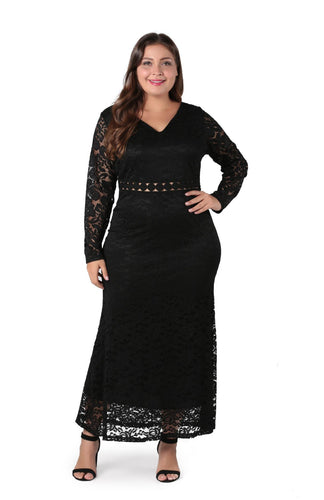 4xl vintage elegant lace dress winter 2019 big size evening women dress party night bodycon slim long dress plus size maxi dress