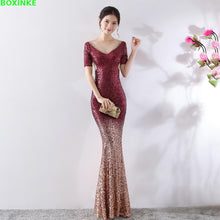 Load image into Gallery viewer, 2018 Sexy &amp; Club Short Plus Size Ukraine New Celebrity Banquet Party Birthday Fish Tail Dress Slim, Presided Over Long Dress.