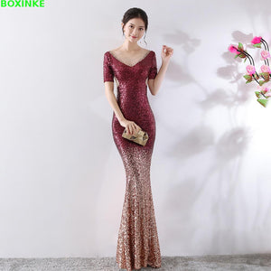 2018 Sexy & Club Short Plus Size Ukraine New Celebrity Banquet Party Birthday Fish Tail Dress Slim, Presided Over Long Dress.