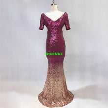 Load image into Gallery viewer, 2018 Sexy &amp; Club Short Plus Size Ukraine New Celebrity Banquet Party Birthday Fish Tail Dress Slim, Presided Over Long Dress.