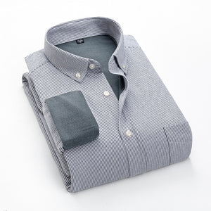 New 2020 Winter Thick Shirt Men's Oxford Cotton Regular Long Sleeve Slim Fit Solid Warm Soft Velvet Business Casual Men Shirts