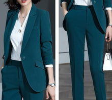 Load image into Gallery viewer, Womens Black Khaki Green Formal Skirt Suits Plus Size Work Office Women Long Sleeve Slim Blazer and Skirt 2 Piece Set Outfit 5XL