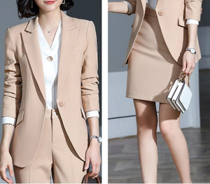 Womens Black Khaki Green Formal Skirt Suits Plus Size Work Office Women Long Sleeve Slim Blazer and Skirt 2 Piece Set Outfit 5XL