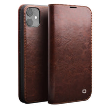 Load image into Gallery viewer, QIALINO Genuine Leather Flip Case for iPhone 11/11 Pro Luxury Pure Handmade Phone Cover with Card Slots for iPhone 11 Pro Max