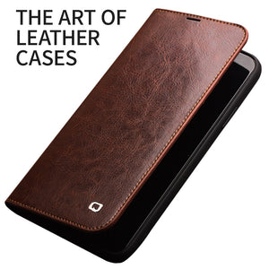 QIALINO Genuine Leather Flip Case for iPhone 11/11 Pro Luxury Pure Handmade Phone Cover with Card Slots for iPhone 11 Pro Max