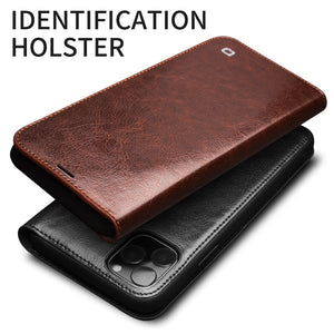 QIALINO Genuine Leather Flip Case for iPhone 11/11 Pro Luxury Pure Handmade Phone Cover with Card Slots for iPhone 11 Pro Max