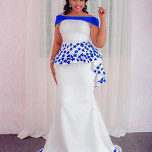 Load image into Gallery viewer, Prom Gown Plus Size Elegant Long abendkleider African Prom Gowns Blue Decorations White Mermaid robe de soiree longue