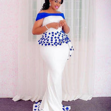 Load image into Gallery viewer, Prom Gown Plus Size Elegant Long abendkleider African Prom Gowns Blue Decorations White Mermaid robe de soiree longue