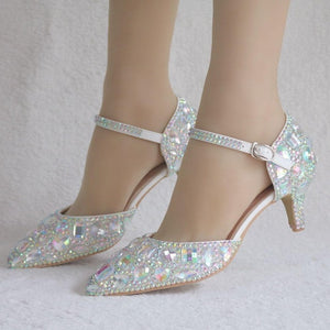 Love Moments AB crystal Wedding shoes 9cm Sweet Heels party shoes Woman Wedding shoes with matching bags Heart bags and shoes