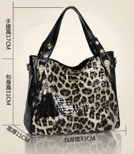 Load image into Gallery viewer, luxury handbags women bags designer Fashion Leopard women leather handbags tassel crossbody shoulder bag women messenger bags