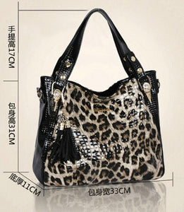 luxury handbags women bags designer Fashion Leopard women leather handbags tassel crossbody shoulder bag women messenger bags