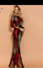 Load image into Gallery viewer, Missord 2020 Women Sexy O Neck Long Sleeve Backless Sequin Dresses Female Maxi Elegant Multi Dress  FT19747-1