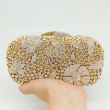 Load image into Gallery viewer, Boutique De FGG Elegant Women Gold Evening Bags Crystal Clutch Purses Wedding Banquet Dinner Handbags Minaudiere Bag