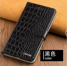 Load image into Gallery viewer, LANGSIDI brand Crocodile Flip phone case For iPhone 11 pro max Genuine leather card slot stand full protection cover with strap