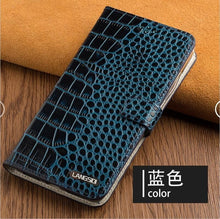 Load image into Gallery viewer, LANGSIDI brand Crocodile Flip phone case For iPhone 11 pro max Genuine leather card slot stand full protection cover with strap