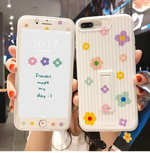 Load image into Gallery viewer, For iPhone 11 pro max /XS Max flowers back Case Tempered Glass Screen film for iPhone X XR 7 8 6s Plus fresh Cover 8plus holder