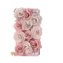 Load image into Gallery viewer, Fashion Beautiful Pink Rose Lace Flower Flip Wallet Pearl Handbag Leather Case Cover For iPhone 11 Pro XS Max XR X 8 7 6S Plus