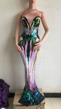 Load image into Gallery viewer, High Quality Celebrity Sleeveless Colorful Sequined Long Dress Evening Party Elegant Dress