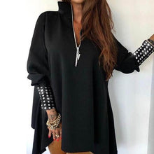 Load image into Gallery viewer, 2020 Sexy Sequins Long Sleeve Women Dress Spring Autumn Zipper Turn-down Collar Party Dress Fashion Black/White Loose Mini Dress