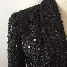 Load image into Gallery viewer, Luxury Brand New Womens Bright Silk Sequin Blazer Short Dress Double Breasted Notched Neck Gothic Party Club Black Sexy Dresses