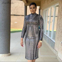 Load image into Gallery viewer, Glittering Womens Turtleneck Long Sleeve Sequin Maxi Bodycon Dress Elegant Stretch Geometrical Foil Party Dress Vestidos