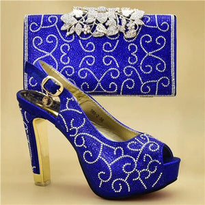 Latest Design African Wedding Pumps with Purse Set Italian Matching Shoe and Bag Set for Wedding Nigerian Women Party Pumps