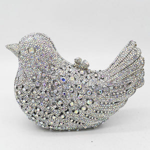 2022 Crystal AB Luxury Brand Handbags Women Bird Clutch Evening Bags Girls Metal Minaudiere Wedding Party Purse Bolsos de Noches