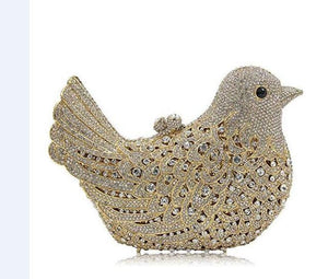 2022 Crystal AB Luxury Brand Handbags Women Bird Clutch Evening Bags Girls Metal Minaudiere Wedding Party Purse Bolsos de Noches