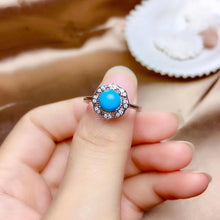 Load image into Gallery viewer, Natural blue Turquoise gemstone necklace ring and earrings  jewelry set with silver for women