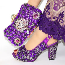 Load image into Gallery viewer, doershow African purple shoe and bag set for party Italian shoe with matching bag new design lady matching shoe and bag ! SJL1-3