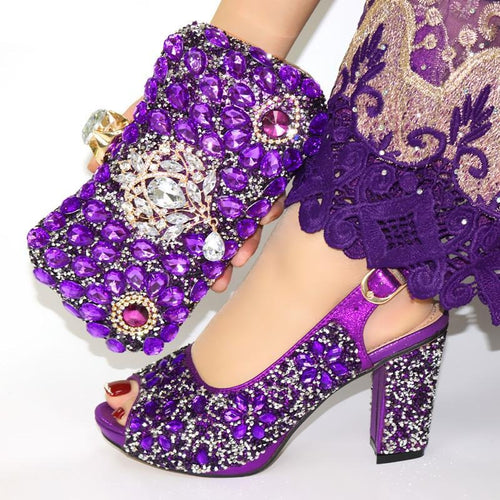 doershow African purple shoe and bag set for party Italian shoe with matching bag new design lady matching shoe and bag ! SJL1-3