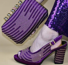 Load image into Gallery viewer, doershow African purple shoe and bag set for party Italian shoe with matching bag new design lady matching shoe and bag!HMS1-19