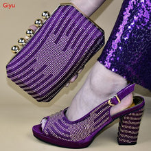 Load image into Gallery viewer, doershow African purple shoe and bag set for party Italian shoe with matching bag new design lady matching shoe and bag!HMS1-19