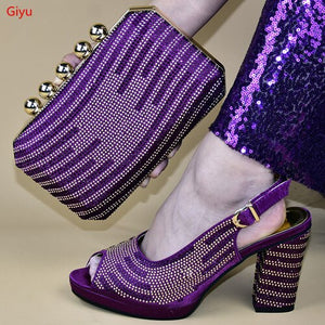 doershow African purple shoe and bag set for party Italian shoe with matching bag new design lady matching shoe and bag!HMS1-19