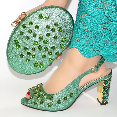 doershow Italian matching green shoe and bag set african wedding shoe and bag sets! SFY1-14