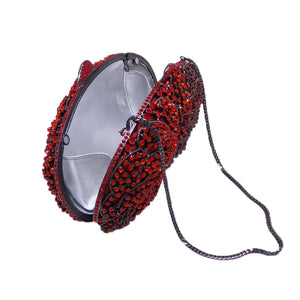 Double Flower Elegant Hollow Out Red Ruby Women Crystal Clutch Evening Handbags and Purses Metal Minaudiere Wedding Clutches Bag